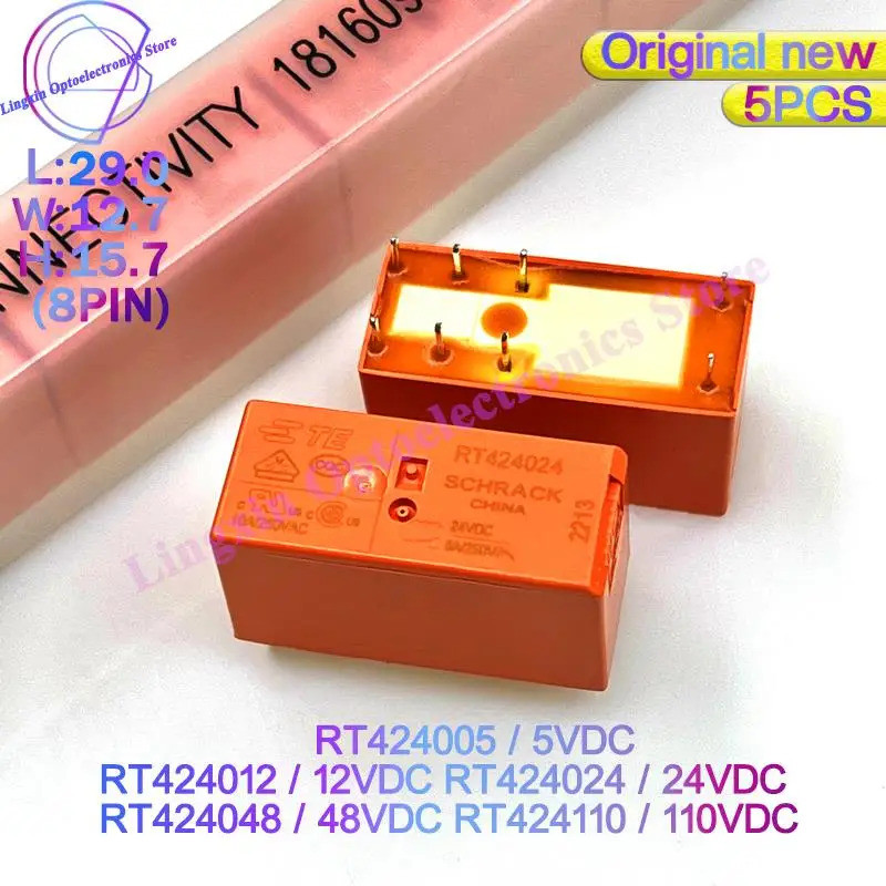 5 ชิ้น/ล็อตรีเลย์ 5VDC 12VDC 24VDC RT424 8PIN 8A 250VAC RT424005 RT424012 RT424024 RT424048 SPDT 2 F