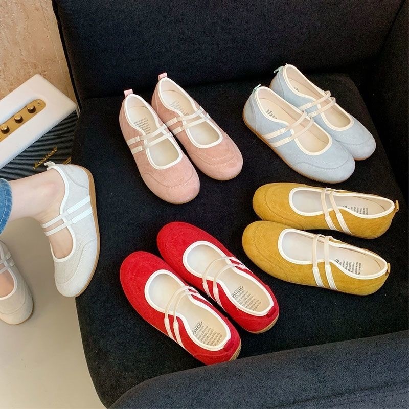 รองเท้าแมรี่เจนสไตล์เกาหลี รองเท้าส้นแบนลำลอง ใส่สบาย ระบายอากาศได้ดี ไซส์ 35-40