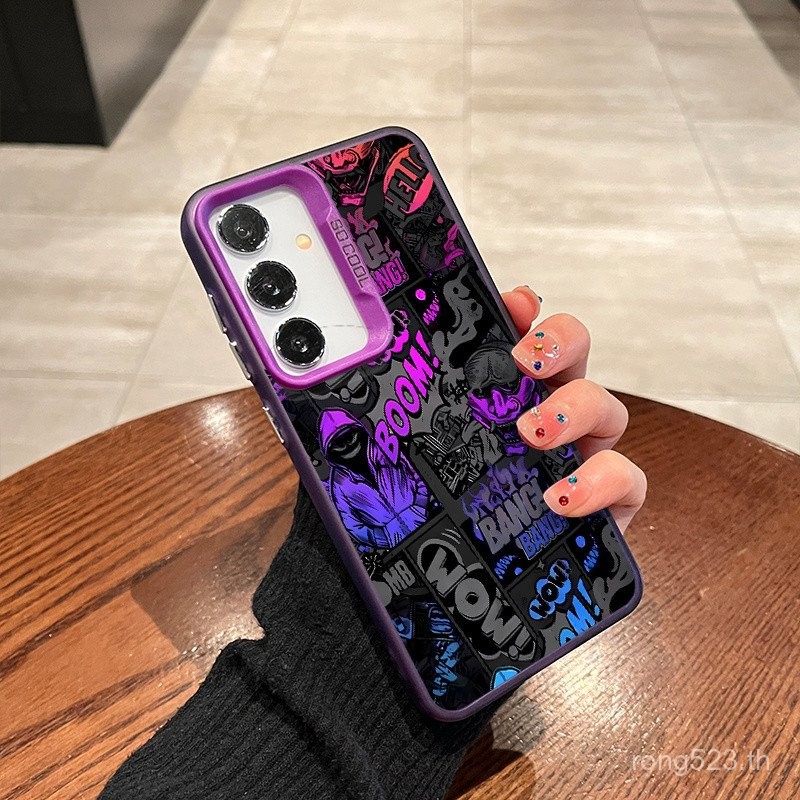 สีดําสีม่วงภาพเคลื่อนไหวภาพประกอบที่ไม่ซ้ํากันแนวโน้มแฟชั่น High-End Feeling เคสโทรศัพท์เหมาะสําหรับ