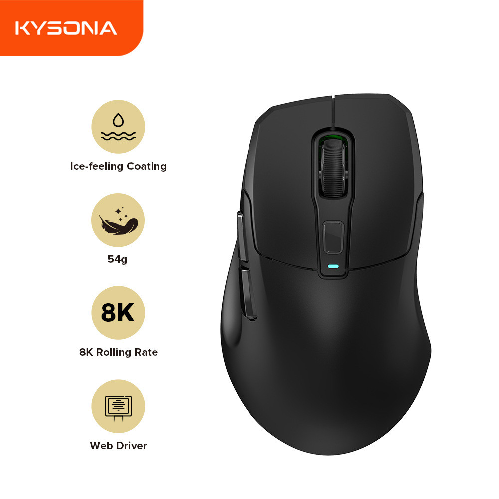การคัดเลือกอย่างเข้มงวดสําหรับเล่นเกมเมาส์น้ําหนักเบา KYSONA Uranus Pro เกมไร้สายสามโหมด Ergonomic H
