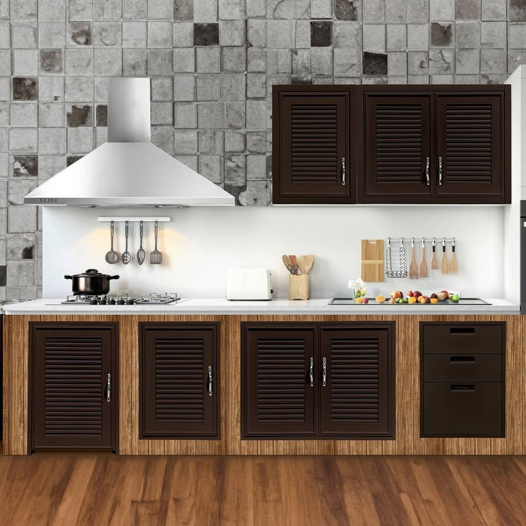 Changdee ประตู ECO CLOSE บานซิงค์เดี่ยว UPVC รุ่น BARRON ขนาด 44x64 ซม. สีโอ๊คแดง สินค้าดีมีคุณภาพ*