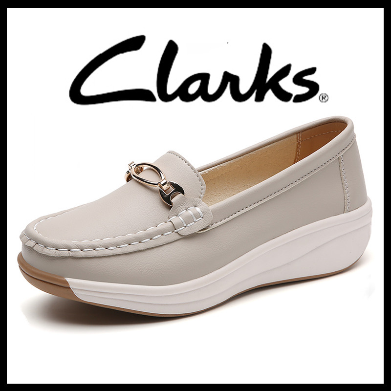 รองเท้าผู้หญิง Clarks สไตล์ลำลอง ทำจากหนัง สวมใส่ง่าย เหมาะสำหรับฤดูร้อน