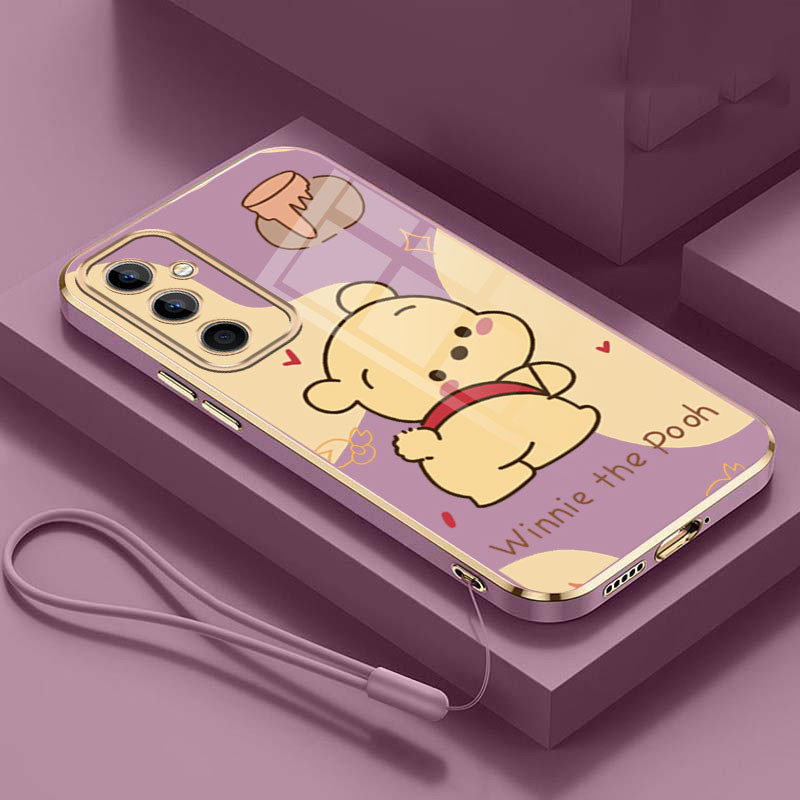 Samsung Galaxy A55 A35 A15 A25 5G A05s A05 Winnie The Pooh Mobile Case Straight Edge Glossy Silicon 