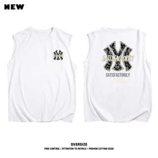 Y-T【ขายดี】⚡เสื้อกั๊กผู้ชาย คอกลม เสื้อแขนกุด ไม่หดตัว สวมใส่สบาย ผ้าฝ้ายแท้ ประทับตรา "SATIS FACTORIL"