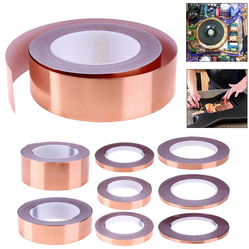3Rolls Coppers Foil Tapes 3mm-20mm with Conductive Adhesive for Guitar and EMI Shielding, Crafts, Electrical Repairs, Grounding