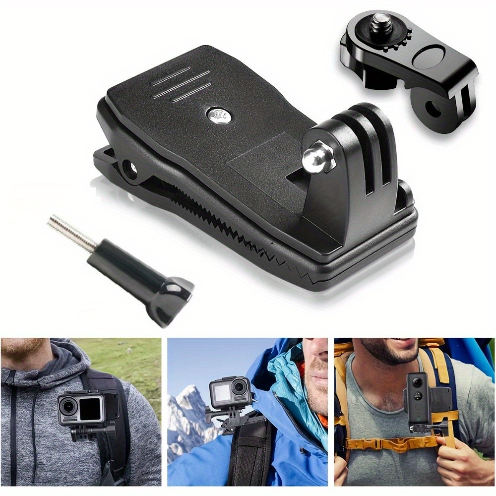 Action กล้องคลิปสําหรับ GoPro Hero 12 11 10 9 8 7 กระเป๋าเป้สะพายหลัง Clamp Mount ท่อง 360 องศา Rota