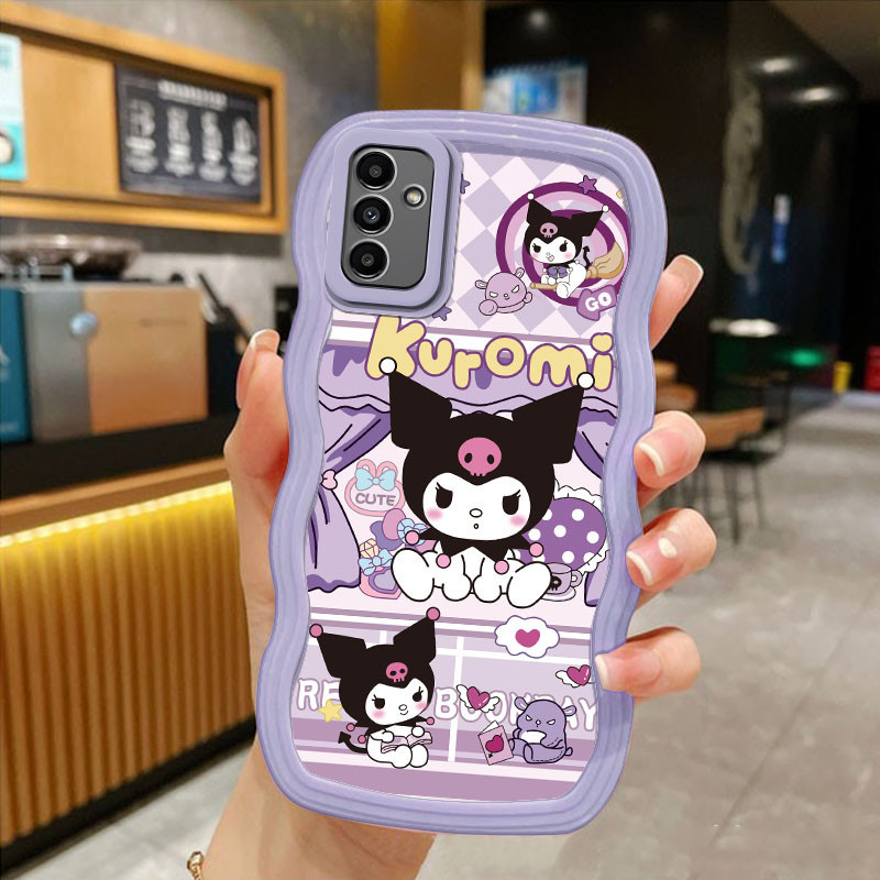 SAMSUNG 3dขอบหยักสําหรับsamsung A02 A03 Core A03S A04 A04S A05 A05S A10 A10S A11 M11 A12 A13 A14 A15 Patrick Kuromi Soft TPU Angel Eyesสีดํา