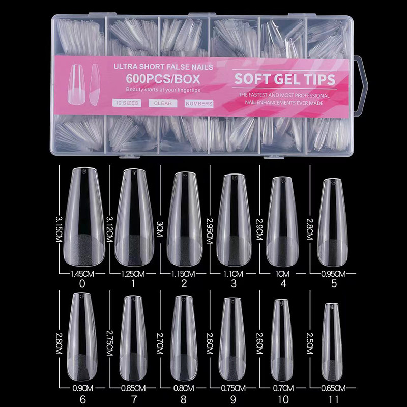 Uyueyanbbb 600pcs/neckBox เล็บปลอมโปร่งใส Frosted French Almond อะคริลิค Water Drop เล็บปลอมเคล็ดลับสําหรับ Extension Tip เล็บเครื่องมือ ศค