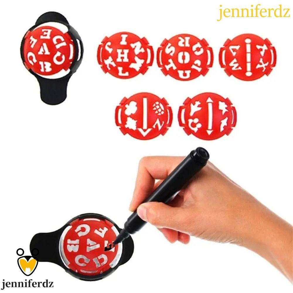 Jenniferdz 6 in 1 เทมเพลตวาดเส้นลูกกอล์ฟ มาร์กเกอร์ จัดตําแหน่งลูกกอล์ฟ แมนนวล อุปกรณ์เสริม สําหรับเล่นกีฬา กลางแจ้ง