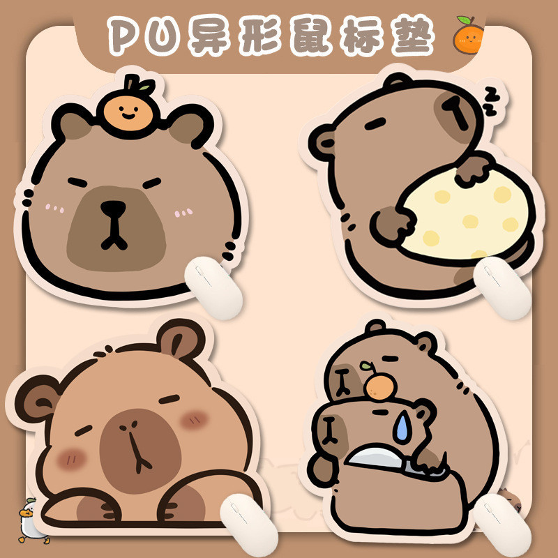 Kapi Bar การ์ตูนนักเรียน แผ่นรองเมาส์ Creative Capybara ชายหญิงน่ารักเกม Office แผ่นรองเมาส์หนังพิเศษรูปตาราง กันลื่น