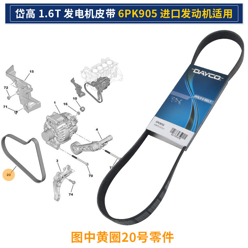 5750RG 6PK905 DAYCO สําหรับ Peugeot 207 208 3008 308 508 5008 RCZ Citroen C3C4C5DS4 เครื่องปรับอากาศ