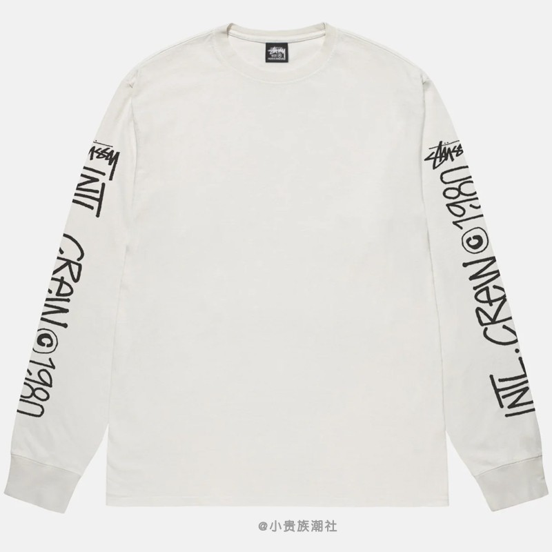 St ** US ** SY INTL CREW LS TEE ใหม่แขนพิมพ์ตัวอักษรเสื้อยืดแขนยาวผ้าฝ้ายแท้ผู้ชายผู้หญิง Tops