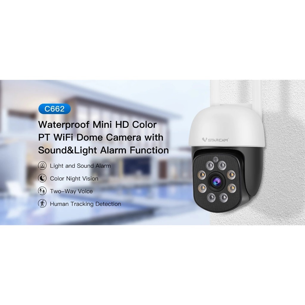 กันขโมย Vstarcamกล้องวงจรปิดกล้องใช้ภายนอก รุ่นC662 ความละเอียด3ล้านพิกเซล มีAIสัญญาณเตือนภัย พูดโต้