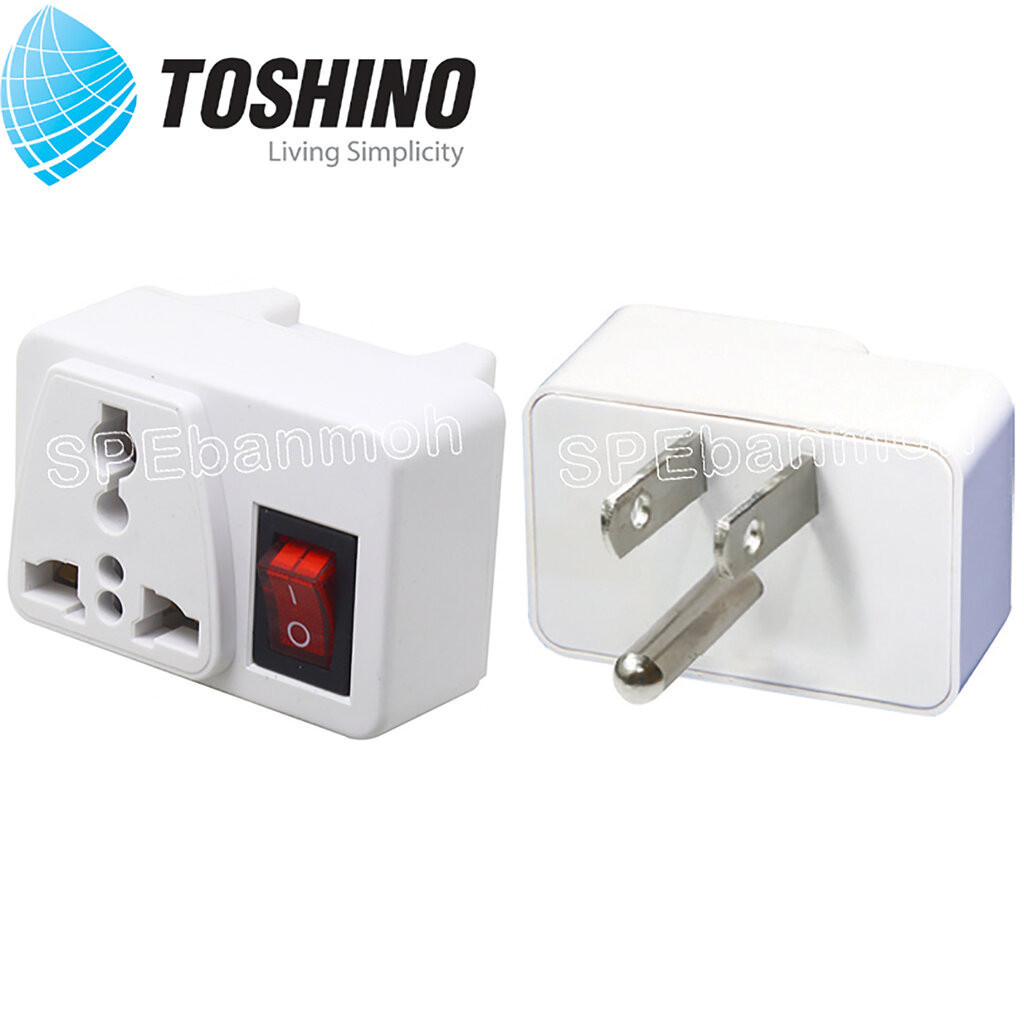 ปลั๊ก [ 1ชิ้น ] CO6S-B ปลั๊กแปลงขาแบน 3P มีสวิทช์ Toshino โตชิโน 2000W 10A 250VAC CO6S Series เต้ารั