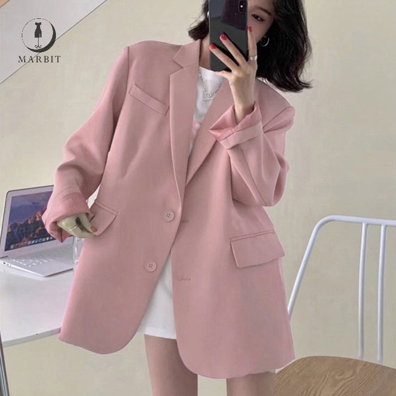 Marbit Blazer เสื้อสูทแฟชั่น สีพื้น 5 สี มีกระเป๋าหน้า เสื้อสูทผู้หญิงสูทเบลเซอร์สีพื้น ชุดใส่ทำงาน ZHN