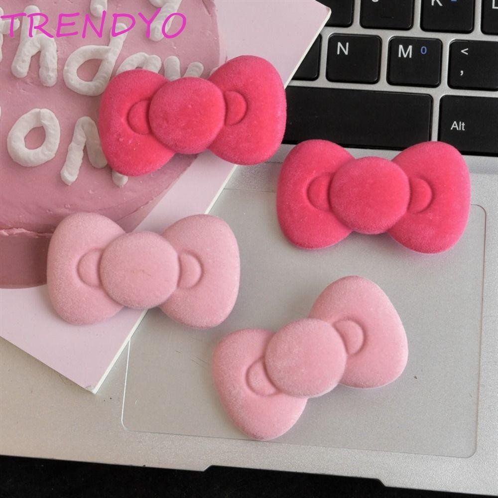 Trendyo กิ๊บติดผมกํามะหยี่, กิ๊บติดผมโบว์ Bowknot Flocking, แฟชั่น Kitty Cat Headwear ผม Barrettes คลิปด้านข้าง Travel