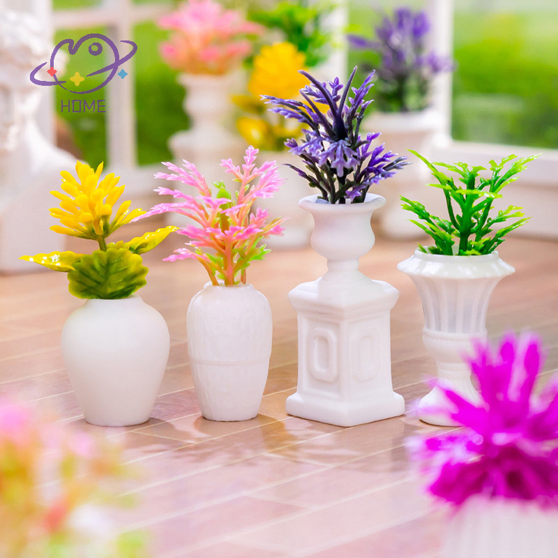 [mayhome] 1:12 Dollhouse Miniature Flowerpot s Model Garden Decor Toy Micro Landscape Doll House Accessories {TH}