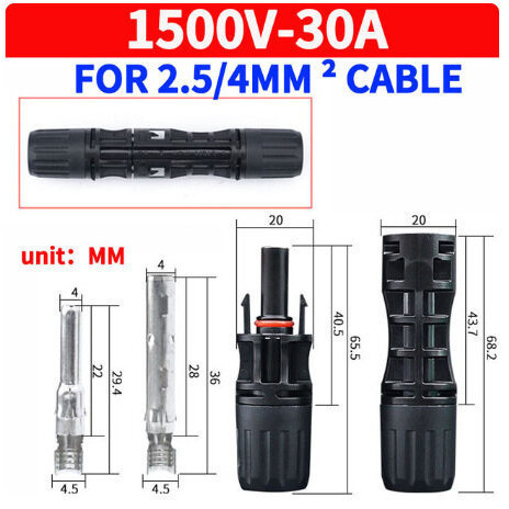 CB-1002A ขั้วต่อสายไฟโซล่าเซลล์ 2.5-6 mm. MC4 คอนเน็คเตอร์ โซล่าร์ ผู้-เมีย solar อุปกรณ์โซล่าเซลล์ โซล่าเซลล์โซล่า