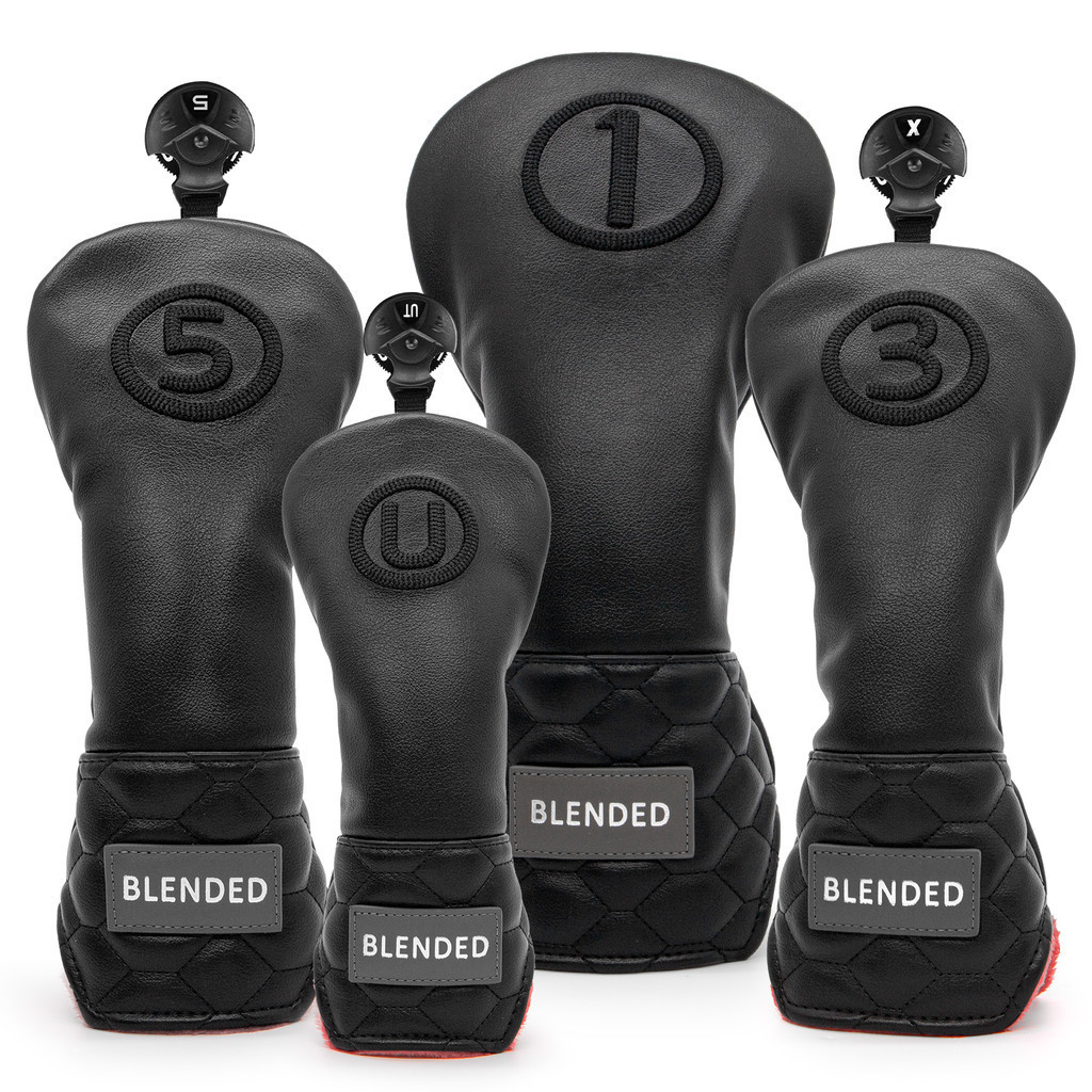 สีดําคุณภาพสูงกอล์ฟคลับครอบคลุมกอล์ฟ Fariway ไม้ Hybrid Head ครอบคลุม 3 ไม้ Headcover หนังกอล์ฟ Headco