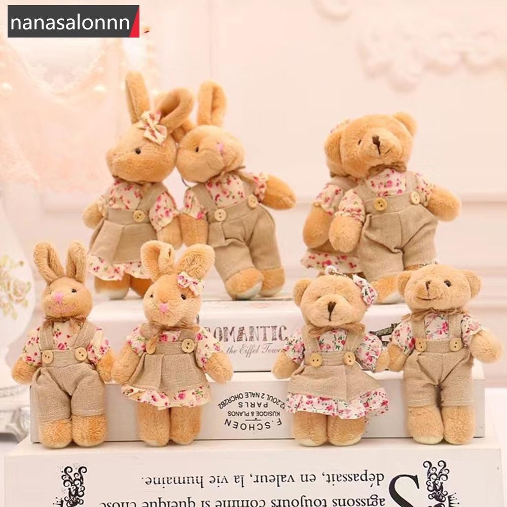 Nanasn| 14เซนติเมตรน่ารักคู่หมีของเล่นตุ๊กตาคู่หมีตุ๊กตาของเล่นของขวัญแต่งงานพวงกุญแจจี้ โวลต์4x4