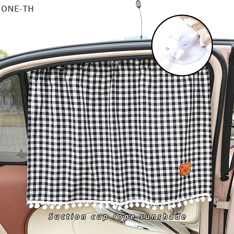 One-th Universal รถ Sun Shade ผ้าม่านน่ารักการ์ตูนตาข่ายรถจัดแต่งทรงผมด้านหลังหน้าต่างกระจกบังแดดปกป้องผ้าม่านหน้าต่างใหม่
