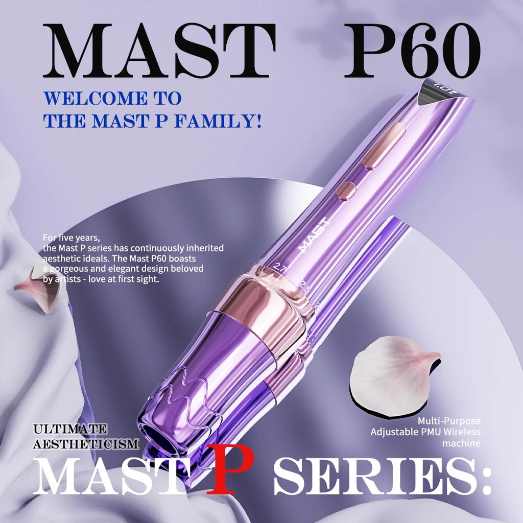 P60เสา พี60ไร้สายเครื่องสักปรับจังหวะโรตารีถาวรแต่งหน้าสักปากกามาใหม่มืออาชีพแบบพกพาปากกา