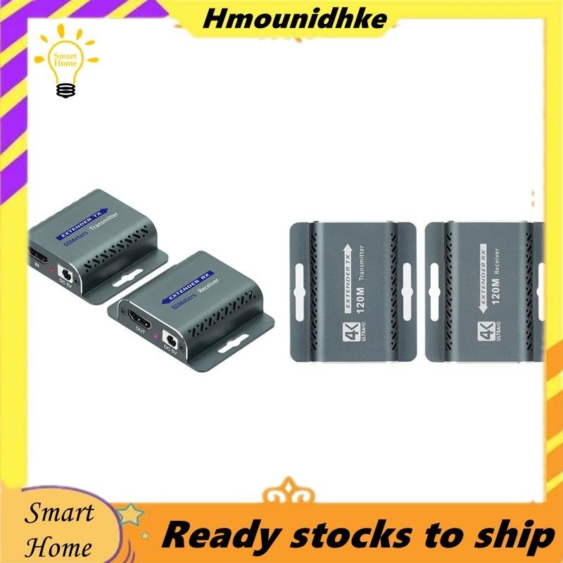 [Hmou]4K 60hz HDMI-เข้ากันได้กับRJ45 60M 120M Extender IR UHD HDR V2.0 1080P RJ45 Video Monitor Exte