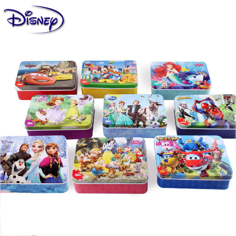 Disney Frozen Mickey Minnie Mouse Sofia Mermaid Duck Puzzle 100 ชิ้นการเรียนรู้การศึกษาของเล่นไม้ที่น่าสนใจสําหรับเด็ก