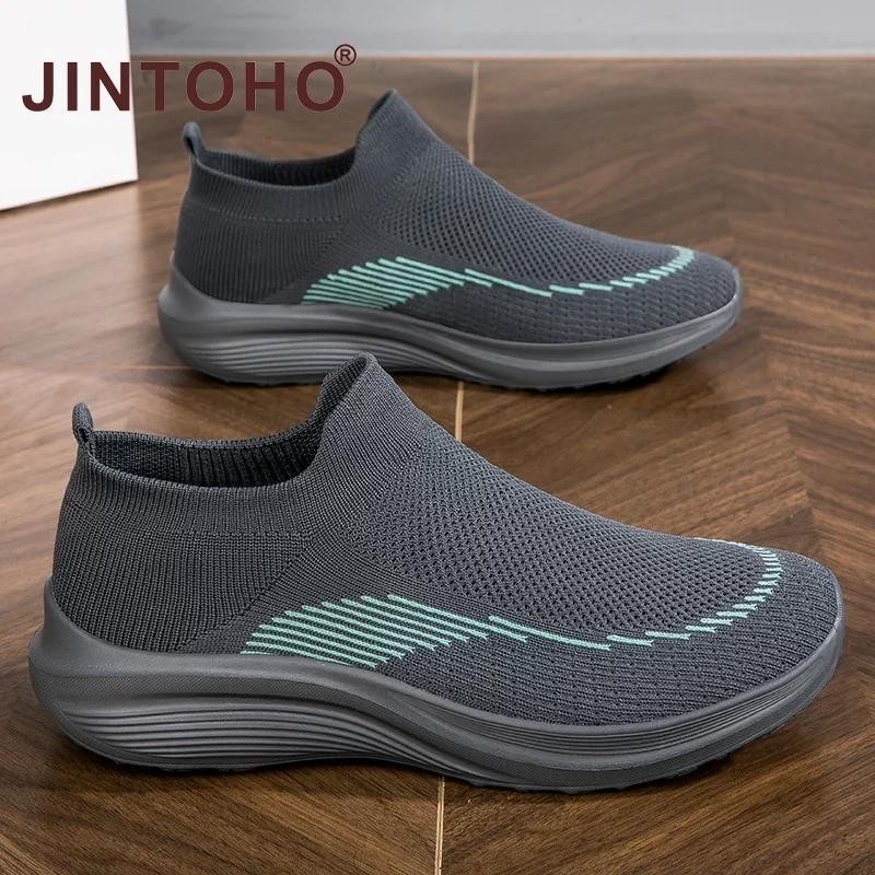 Jintoho Slip-On Mens รองเท้าคู่ใหม่รองเท้าผ้าใบผ้ายืดเบาสบายรองเท้าลําลอง Breathable Unisex ผู้ชายผู้หญิงรองเท้าไม่มีส้น