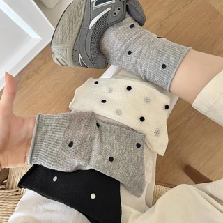 แฟชั่น Polka Dot ผู้หญิงถุงเท้าฤดูร้อนบาง Hollow Out Meah Breathable ถุงเท้ายาวญี่ปุ่น Kawaii น่ารักหวานสาว Ruffle ถุงเท้า