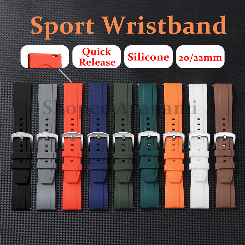 สายนาฬิกาซิลิโคน เร็ว ปล่อย 20 มม. 22 มม. สายนาฬิกายางสําหรับสร้อยข้อมือนาฬิกาสมาร์ทสายรัดข้อมือสากลเข้ากันได้สําหรับ หัวเว่ย สาย สินค้า