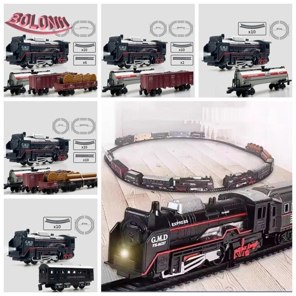 Bo Train Freight Train Toy, จําลอง Tracks หัวรถจักร Playset ไฟฟ้าคริสต์มาสชุดรางรถไฟ, มีเสียง Light Carriages คลาสสิกติดตามรถยนต์ของเล่นเด็ก