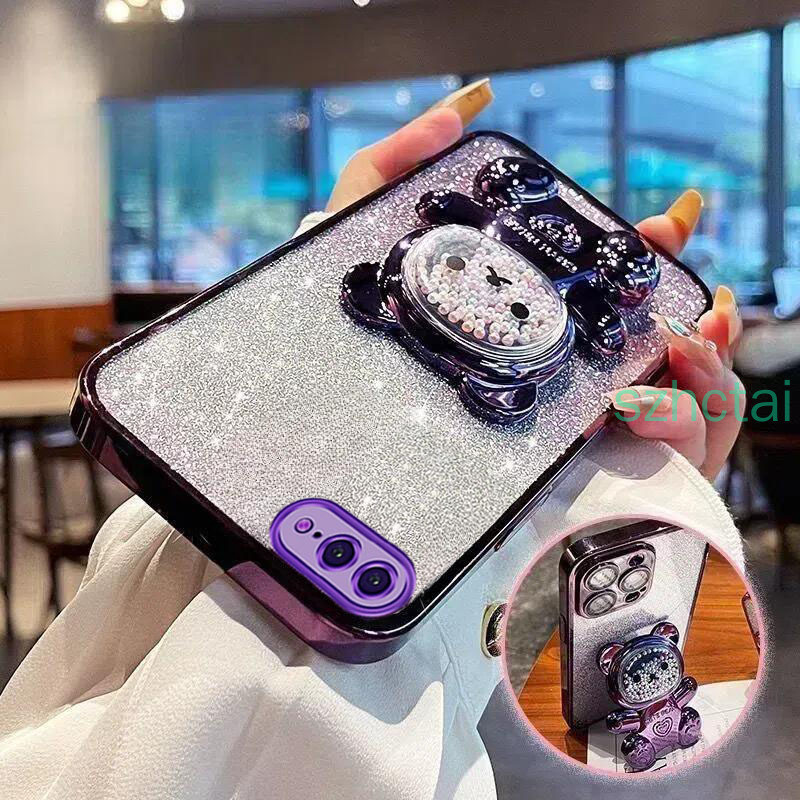 เคส iphone 7 plus 8 plus 6 plus 6s plus 7 8 6 6s se 2020 วงเล็บหมุน 360 °เคสโทรศัพท์บรรเทาความเครียดหมีลูกปัดสีสันสดใสขาตั้งพับได้เคส TPU แบบนุ่ม เคสโทรศัพท์ iphone 7 plus 8 plus 6 plus 6s plus 7 8 6 6s se 2020
