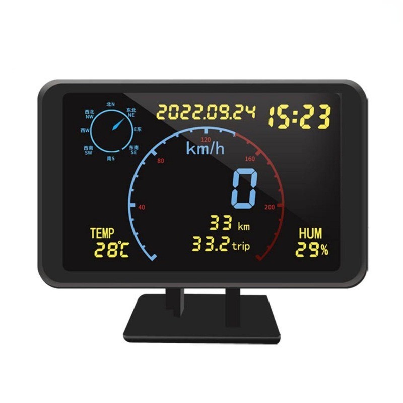 รถ GPS Speedometer เครื่องวัดระยะทาง 4.7 นิ้วจอแสดงผล LCD HUD HD พร้อมฟังก์ชั่นนาฬิกาปลุกความเร็วเกินสําหรับรถ 5-24V ทั้งหมด