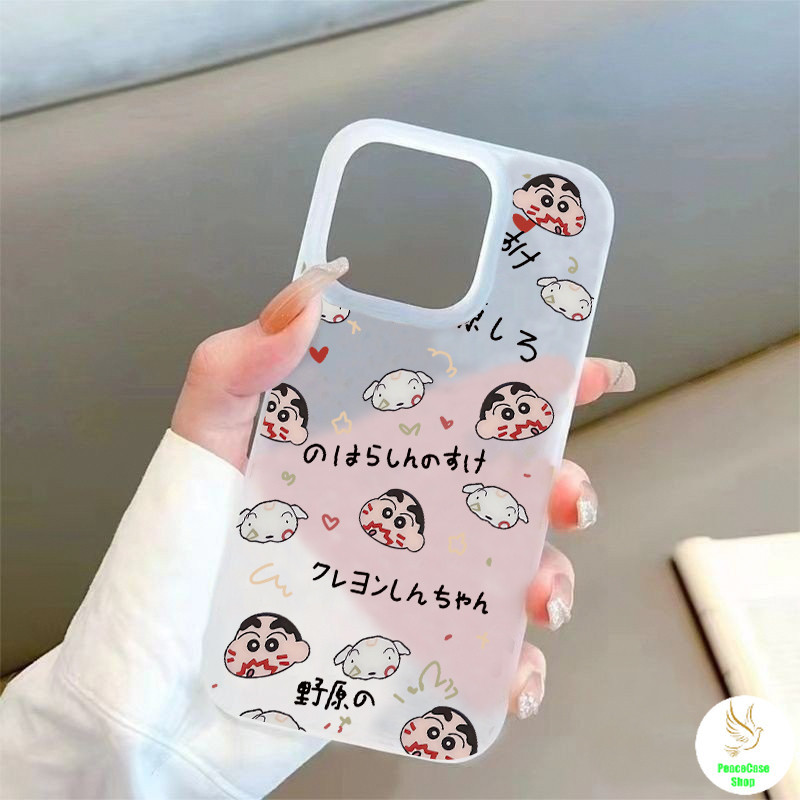 COD-ในไทย🔥เคส เครยอนชินจัง กราฟฟิตี้บนใบหน้า น่ารัก สำหรับ iPhone 7 8 X 11 12 13 14 15 TPU โปร่งใส  น้ำค้างแข็ง นคู่รัก