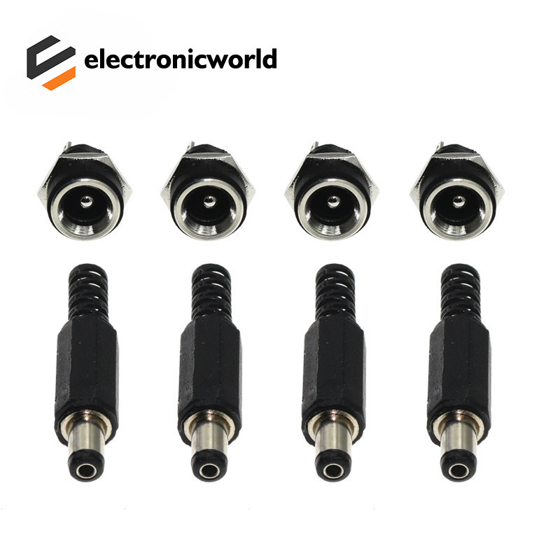 (5 คู่) 3A 12V 5.5x2.1 มม.พลาสติกปลั๊กชาย DC022B DC022 DC005 DC Power Socket หญิงแจ็คสกรู Nut แผง Mount Connector 5.5*2.5 มม.