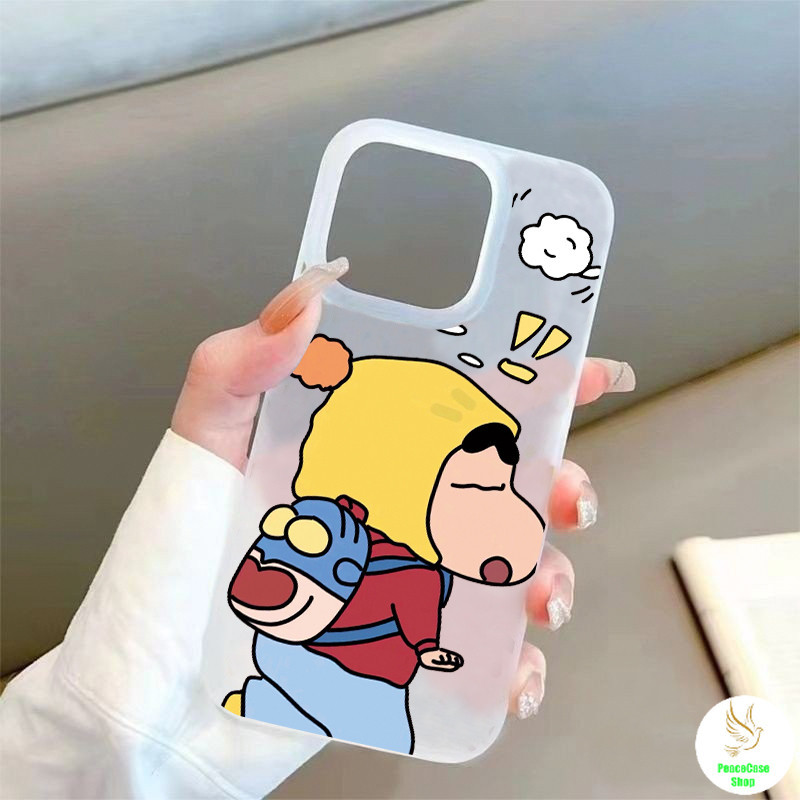 COD-ในไทย เคส เครยอนชินจัง น่ารัก ไปโรงเรียนในฤดูหนาว สำหรับ iPhone 7 8 X 11 12 13 14 15 TPU โปร่งใส น้ำค้างแข็งเคส