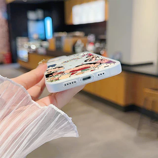 COD-ในไทย🔥เคส เครยอนชินจัง น่ารัก ท่านอนต่างๆ สำหรับ iPhone 7 8 X 11 12 13 14 15 TPU เคสใสไอโฟน น้ำค้างแข็งเคส Unisex
