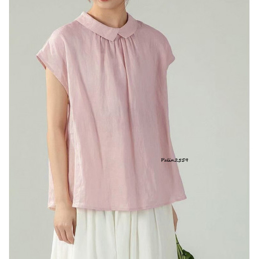 S390 - เสื้อผ้าฝ้ายคอปก โอเวอร์ไซส์ ทรงสวย