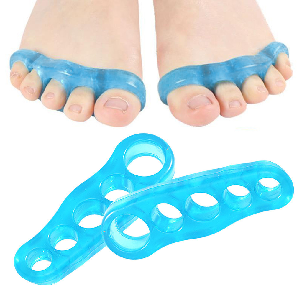 หนึ่งคู่ใหม่ล่าสุด Blue Toe Separator ซิลิโคนแยกห้าหลุมแยกคลิปเท้า Finger Guard Valgus Toe Overlopping S/M/L Toe Separator