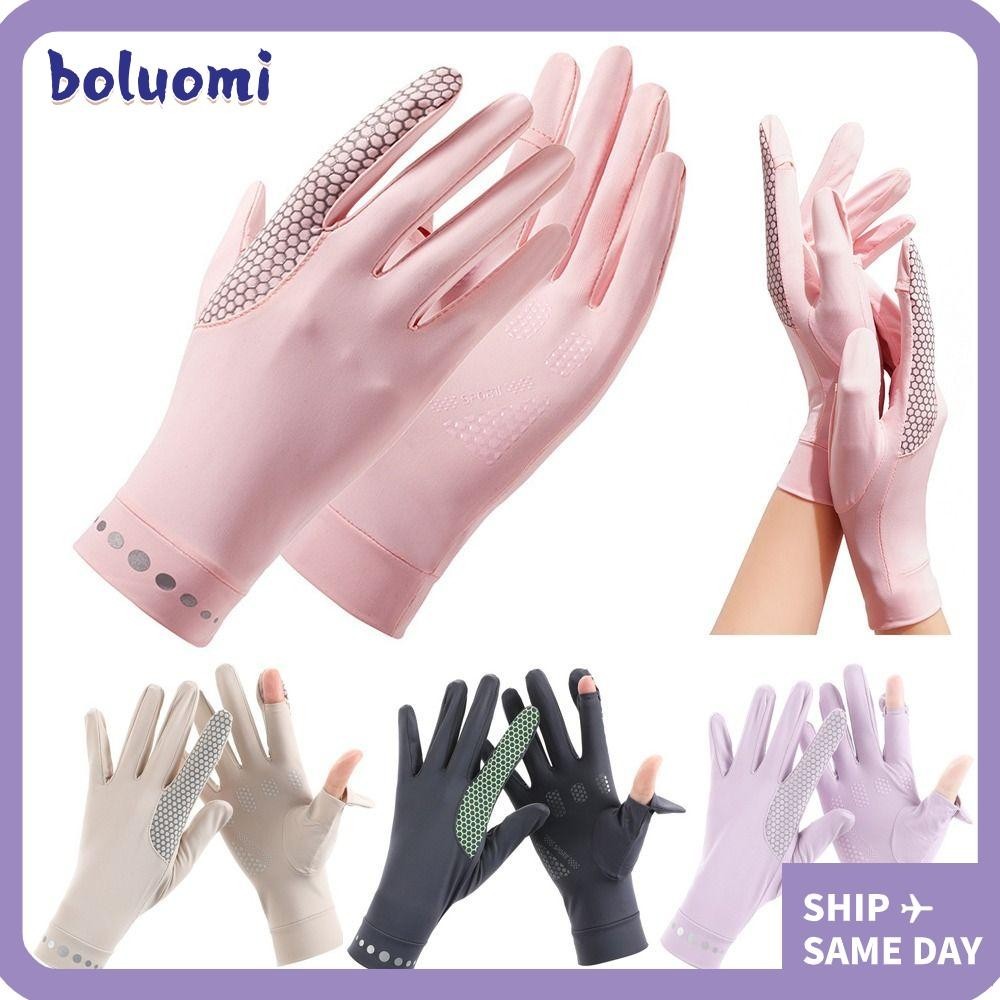 ถุงมือฤดูร้อน โบลูโอมิ,ถุงมือกันแดดป้องกันรังสียูวีกันลื่น,หน้าจอสัมผัสยืดหยุ่นระบายอากาศไนล่อนถุงมือขับรถขี่จักรยานกลางแจ