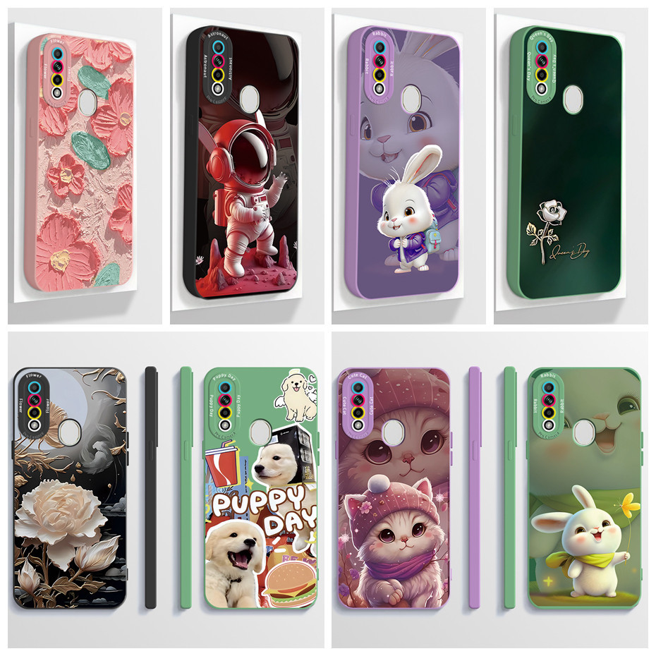 สําหรับ OPPO A31 2020 CPH2015 กรณีความงามการ์ตูนนักบินอวกาศซิลิโคนเหลวนุ่มเคสโทรศัพท์ Protector กันชน