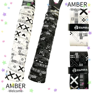 Amber เทนนิส Racquet Sweatband, Matte พิมพ ์ ไม ้ แบดมินตัน Overgrips, Breathable Shock Absorption สีดําสีขาว Self-กาว Non-Slip Grip เทป