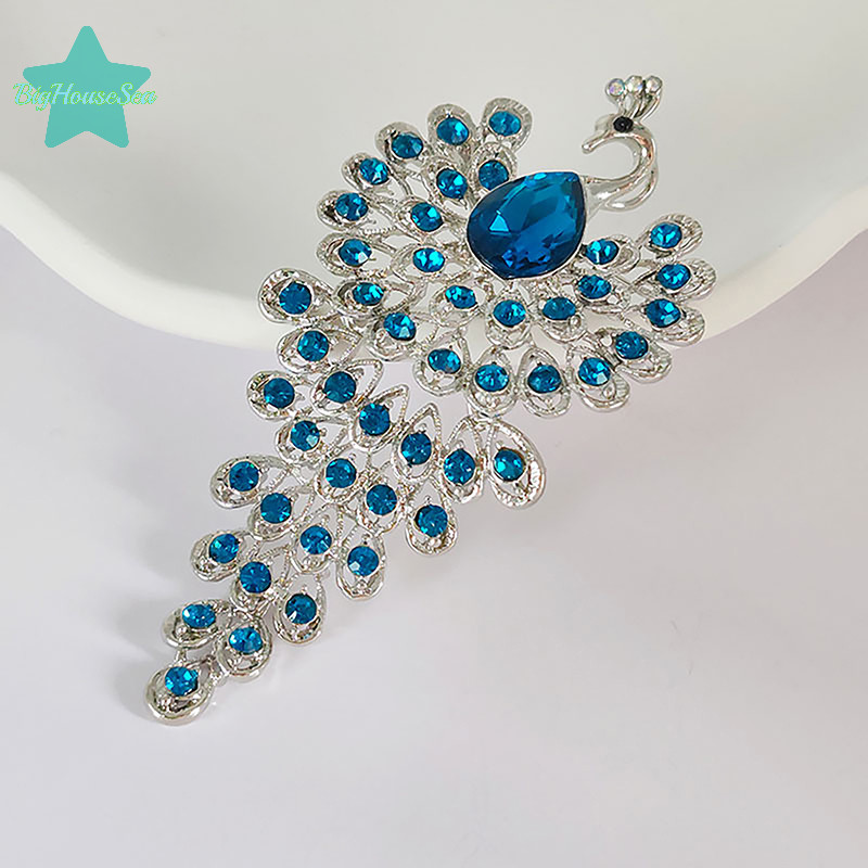 [BigHouseSea] แฟชั่น Rhinestone นกยูงเข็มกลัดผู้หญิงเสื้อผ้างานแต่งงานเครื่องประดับ Party เครื่องประดับของขวัญใหม่