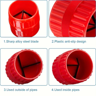 1 PC ท่อ Deburring Reamer สีแดง Inner-Outer Reamer ท่อ Chamfer เครื่องมือสําหรับ PVC ทองแดงอลูมิเนียมหลอด