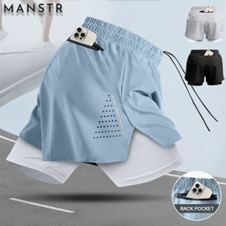 MANSTR M-5XL คุณภาพยิมวิ่งกางเกงกีฬาตาข่ายสองชั้นสั้นกางเกง …