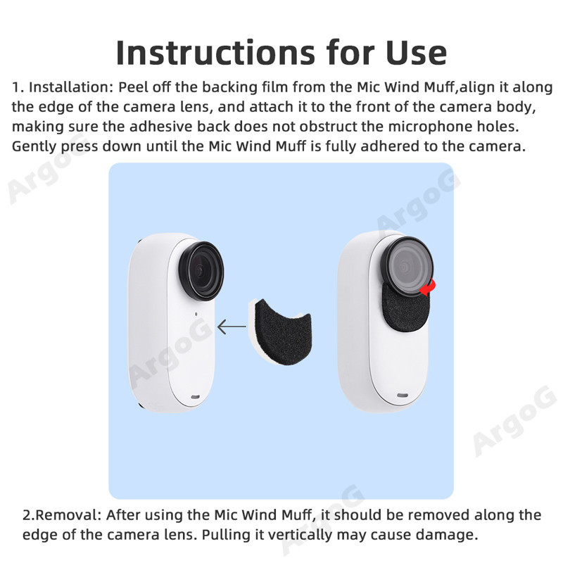 Argog 6 ชิ้น Mic Wind Muff สําหรับ Insta360 GO 3S/GO 3 ลมลดเสียงรบกวนฝาครอบฟองน้ํา Insta360 GO3S อุปกรณ์เสริม