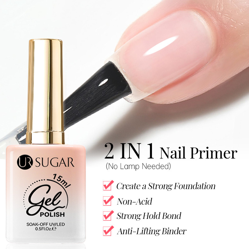 Ur SUGAR 15ml Nail Primer Air Dry Nail Prep สําหรับเจลยาทาเล็บฐานและถาวร Top Coat Nail Art เจลเคลือบเงา
