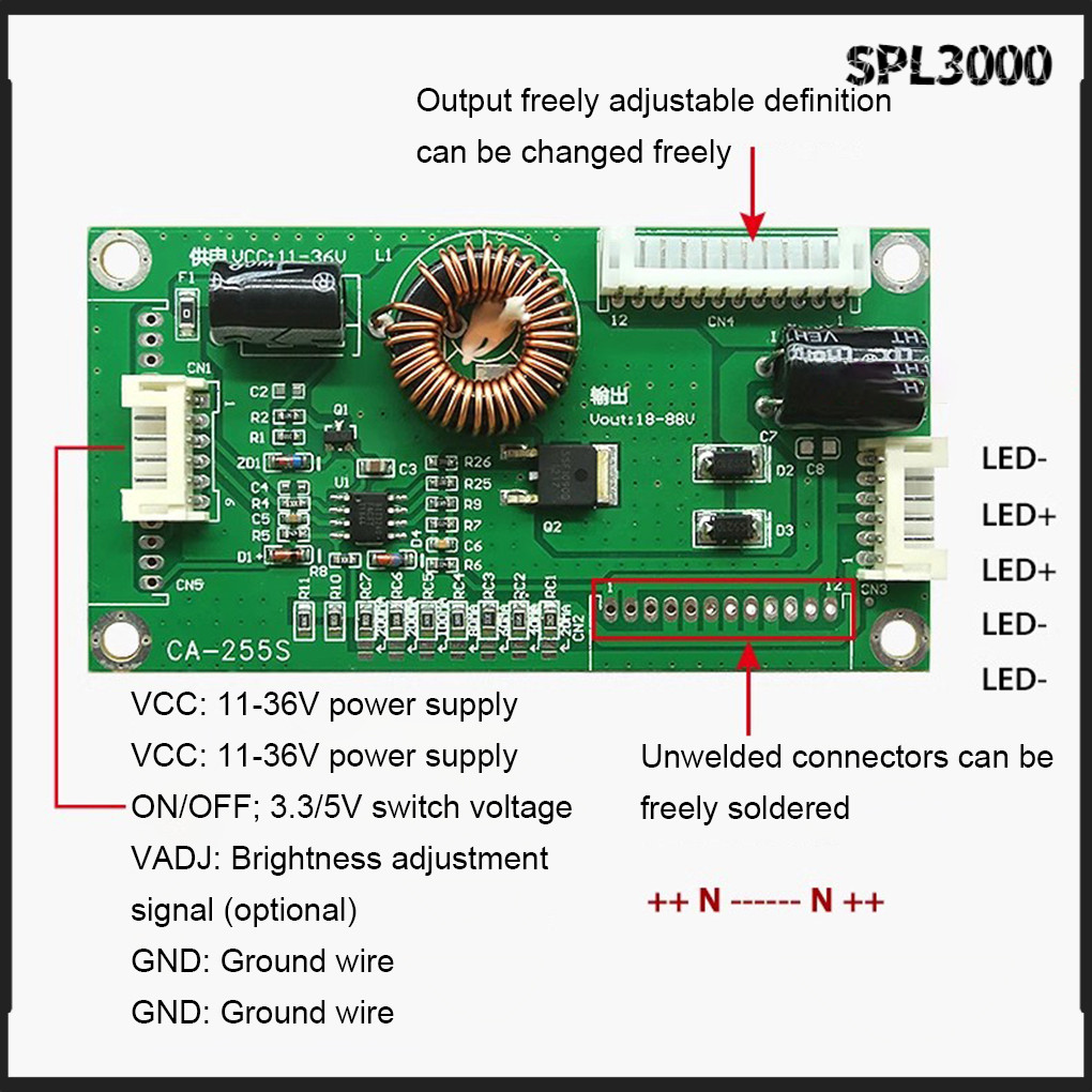 Spl> Iron TV S Backlight พร้อม CA-255S Universal Type Power Supply เหมาะสําหรับ 10 ถึง 48 นิ้ว LCD F