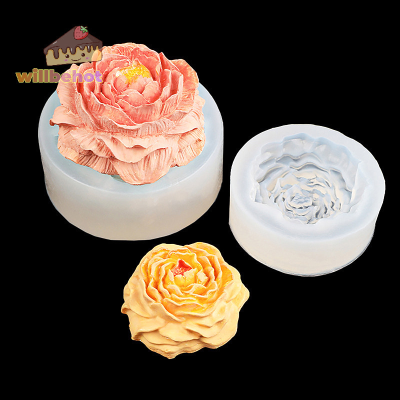 [WillbehotT] แม่พิมพ์ซิลิโคนดอกโบตั๋นขนาดใหญ่ 3D DIY Handmade ดอกไม้สบู่ยิปซั่มหัตถกรรมแม่พิมพ์บ้านช็อคโกแลตเค้กตกแต่งเบเกอรี่เครื่องมือ [ใหม่]